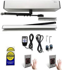 Automatic Frameless Glass Swing Door Open with Wired Metal Touchless Hand Switch picture