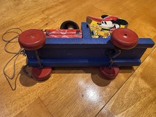 Classic, Vintage 1949 Fisher-Price Mickey Mouse Choo-Choo Pull Train #432 picture