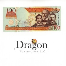 Dominican Republic 100 Pesos Oro 2002 P-171b Founding Fathers Low Serial 000070 picture