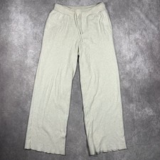 Aerie Cream Textured Wide Leg Lounge Pants Drawstring Sherpa Small Cozy picture