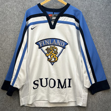 Vintgae Nike Finland White Suomi Ice Hockey Jersey Mens Rare National Sz XL picture