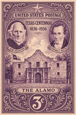Texas Centennial Alamo Sam Houston Vintage Postage Stamp Poster 24x36 picture