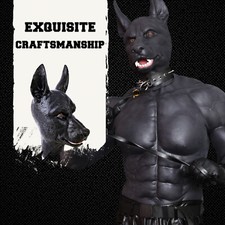 Smitizen Lifelike Silicone Black Dog Mask Animal Headwear Mask for Party Cosplay picture
