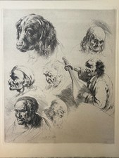 J J de BOISSIEU etching etching studies sketch man dog musician picture