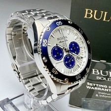 Bulova Marine Star Chronograph Stainless Steel Quartz 41mm Men's Watch 98B423 picture