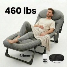 New Folding Camping Cot Adjustable Backrest 460lb Padded Mattress picture