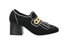 Marni Black & White Embroidered Kiltie Sock Loafers, Size 9.5 | 40 picture