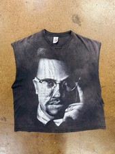 Vintage Malcolm X T Shirt Mens 3XL Cut Off Distressed Big Print Graphic Tee Y2K picture