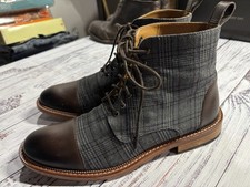 Mens TAFT Boots Sz 39 (6 US) Cap Toe Leather Plaid 1311 picture