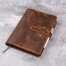 Handmade Distressed Leather A5 Planner Cover with Pockets Leather Journal Case picture