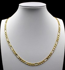 Real 10K Yellow Gold 2.5mm Figaro Link Chain Pendant Necklace 14
