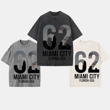 Y2K Oversized Washed Miami City 62 Graphic Tee Vintage Florida Streetwear Shirt picture