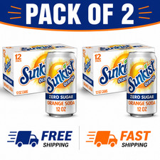 Sunkist Zero Sugar Orange Soda Pop 24 Cans 12 oz 2 Pack picture