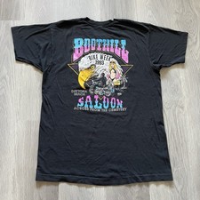 Vintage 90s Daytona Beach Biker Girl Graphic Black T-Shirt Size XL Mens picture