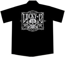 Lucky 13 Skull and Nautical Stars Biker Work Shirt, Tombstone picture