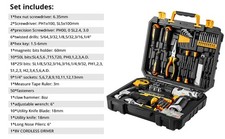 Workshop Handyman Tool Set Kit w/8V Cordless Drill Carpentry Plumber Auto Repair picture