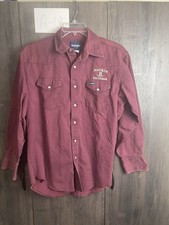 Vintage Wrangler X Long Tails Regular Fit Red Pearl Snap Western USA 16 1/2 X 34 picture