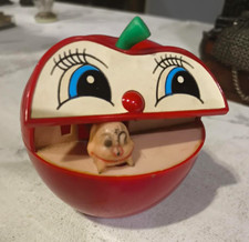 Vintage Everlast Toys #527 Apple Worm Bank Wind Up Mechanical Coin Bank picture