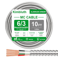 6/3 Metal Clad (MC) Cable with Ground 10Ft, 6 Gauge Electric Wire with Aluminum picture