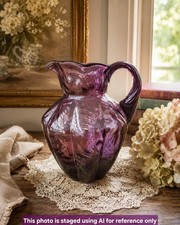 Vintage 1983 FENTON Art Glass Amethyst Purple 16 Ounce Pitcher 1866 AY 5.5