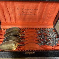 Antique 1936 Finnish 813H Solid Silver Gilt Coffee Spoons by Herman Herman Wist picture