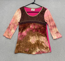 Edista Y2K Top Womens Small Coquette Fairy Grunge Babydoll Mixed Media Sequins picture