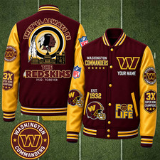 Personalized Washington Redskins 1932 Football Baseball Jacket - ALL PRINT picture