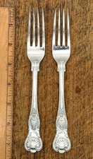 Edwardian 1902 Sheffield Sterling Silver Kings Pattern Dessert Forks Pair 108g picture