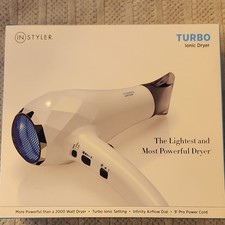 InStyler  Turbo Ionic Hair Dryer White with Cool Shot 2 Heat Settings 0108 picture