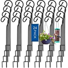 Hicarer 24 Pack 32 Inch Metal Shepherd Hooks Garden Stakes Black picture