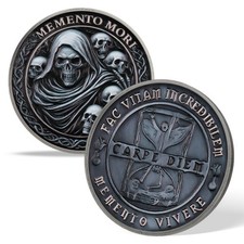 3D Skull Memento Mori Coin Grim Reaper Themed Stoic Challenge Coin Gifts For Men picture
