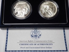 2001 American Buffalo Proof & Uncirculated Commemorative Silver Dollar Coin Set picture