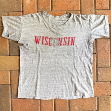 Vintage 70s Paper Thin Wisconsin Grey Single Stitch T-Shirt Size Medium picture