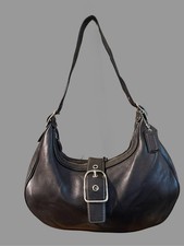 Vintage Coach Black Leather Hamptons Crescent Buckle Hobo Bag 7592 - Y2K picture