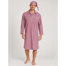 Peter Christian MN26 Blue-Red Flannel Nightshirt & Matching Cap picture
