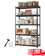5-Tier Heavy Duty Adjustable Garage Storage Shelving Unit 2180lbs Capacity Black picture