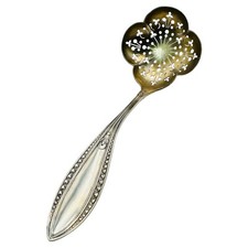 Antique Whiting Sterling Silver Gold Washed Pierced Ladle Dickinson Indian picture