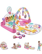 Fisher Price Deluxe Kick & Play Piano Gym Play Mat Pink w/ Toys & Piano Keys picture