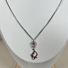 Christian Dior 'D' Logo Necklace with Pink Stone & Crystal Accents picture