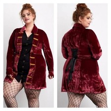 Torrid Plus Size 0 Pirate Goth Steam Punk Velvet Cosplay Dress Coat Halloween picture