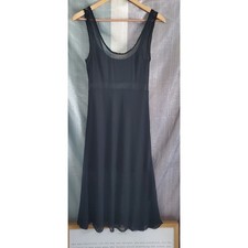 NBD Black Pleated Mesh Midi Dress Sleeveless Scoop Neck Scalloped Whimsigoth picture