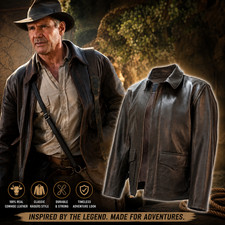 Indiana Jones Raiders Harrison Ford Brown Cowhide Real Distressed Leather Jacket picture