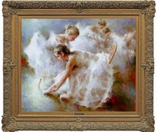 Handmade Oil painting original Art female Small ballet girl on canvas 24