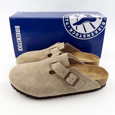 Birkenstock Boston Taupe Suede Leather Soft Footbed Unisex Clog Shoes picture