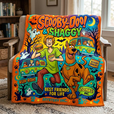 Scooby Doo & Shaggy Blanket Mystery Inc Best Friends Cartoon Throw Gift DH48 picture