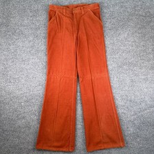 Vintage 60s 70s Miller Bell Bottom Flare Pants Mens 30x32 Orange Talon Zip picture