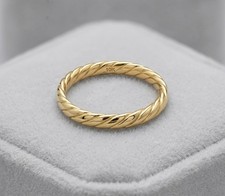 Polished Twisted Ribbed Band Ring Real 10K Yellow Gold Sizes 7 picture