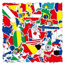 FMOST 50 Pcs World Country Flag Stickers Map Waterproof Small Global Pc6  picture