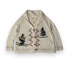 THE GREAT. The Ski Lodge, Alpaca Toggle Cardigan Sweater Cream size 0/S picture