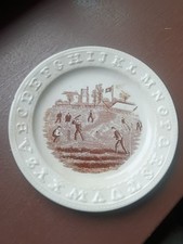 Antique AMERICAN SPORTS BASEBALL Cricket Seen STAFFORDSHIRE ABC Plate 1860'S picture